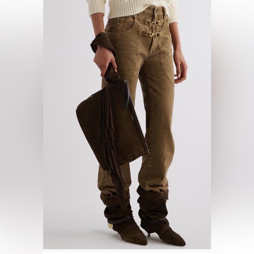 Isabel Marant Faro Fringe Suede Clutch